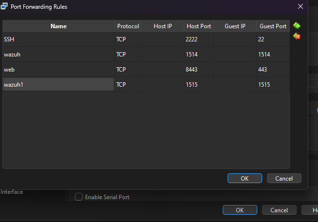 Port forwarding rules